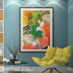Hip Colourful Grunge Style Brushstrokes Art Patter Poster