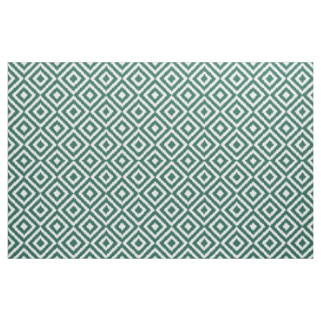 Hip Dark Green Ikat Diamond Squares Mosaic Pattern Fabric (Fat Quarter)