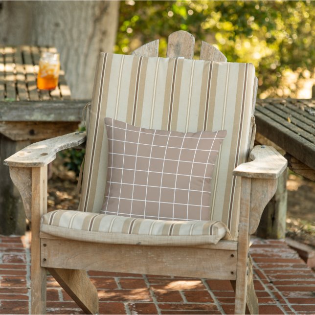 Hip Dark Taupe Taupe Retro Mod Squares Art Pattern Cushion (Chair)