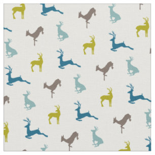 Hip Deer Pattern in Retro Colours Fabric