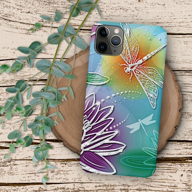Hip Dragonfly Pretty Modern Summer Floral Art Case-Mate iPhone Case (Creator Uploaded)