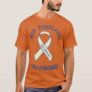 Hip Dysplasia Awareness Floral Blue White Ribbon D T-Shirt