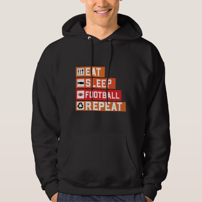 Hip Eat Sleep Football Repeat Simple Trendy Hoodie (Front)