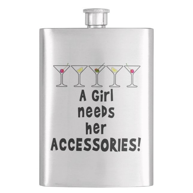 HIP FLASK, A GIRL NEEDS HER ACCESSORIES FLASK (Front)