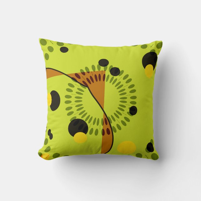 Hip Green and Black Geometric Circles Pattern Cushion (Front)