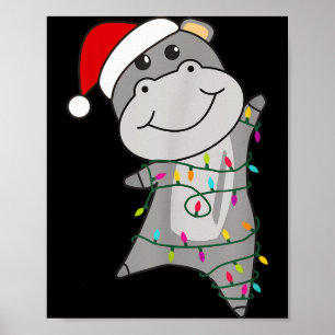 Hip Happy Christmas Fairy Lights Sweet Animals Hip Poster