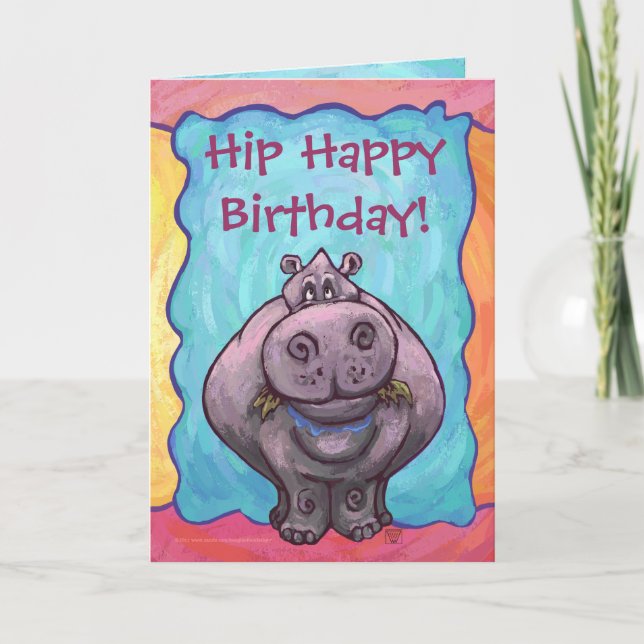 Hip Happy Hippopotamus Birthday Card (Front)