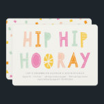 Hip Hip Hooray Birthday Invitation - Orange<br><div class="desc">Children's birthday party invitation featuring a colourful typographic design.</div>