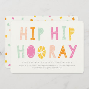 Hip Hip Hooray Birthday Invitation - Orange