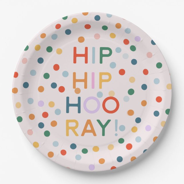 Hip Hip Hooray Birthday Party Congrats Paper Plate (Front)