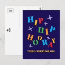 Hip Hip Hooray Colourful Congratulations Postcard
