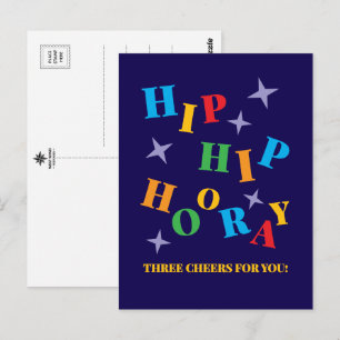 Hip Hip Hooray Colourful Congratulations Postcard