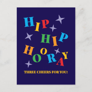 Hip Hip Hooray Colourful Congratulations Postcard