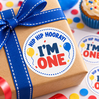 Hip Hip Hooray I’m One 1st Birthday Sticker