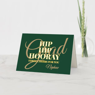Hip Hip Hooray Nephew Green Graduation Foil Greeting Card