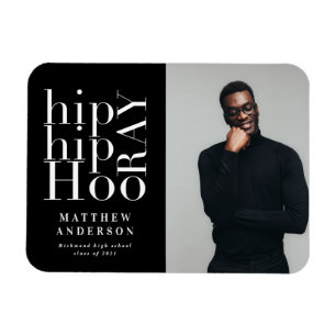 Hip hip hooray photo graduation announcement magnet