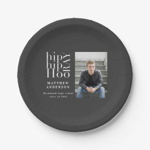 Hip hip hooray photo graduation party paper plate