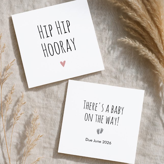 Hip Hip Hooray Simple Pregnancy Announcement Card (Creator Uploaded)