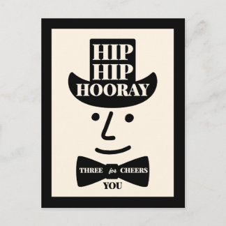 Hip Hip Hooray Three Cheers for You Typography Postcard