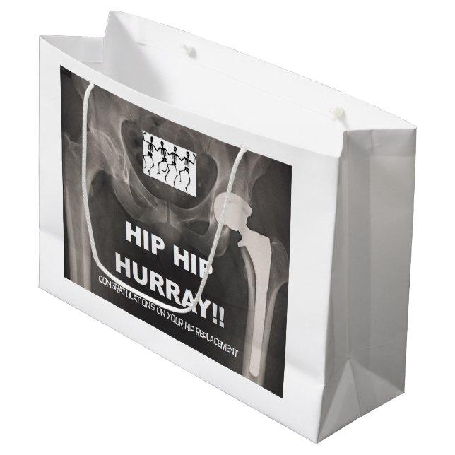 Hip Hip Hurray - Contrats on Hip Surgery Large Gift Bag (Front Angled)