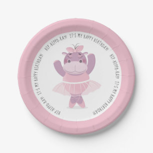 Hip Hippo Ray Hippo Ballerina  Paper Plate