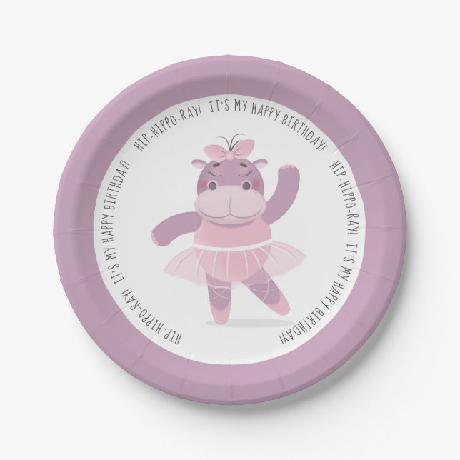 Hip Hippo Ray Hippo Ballerina  Paper Plate (Front)
