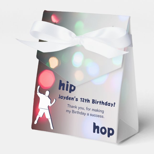 Hip Hop 12th Birthday Dance Party Favour Box (Front Side)