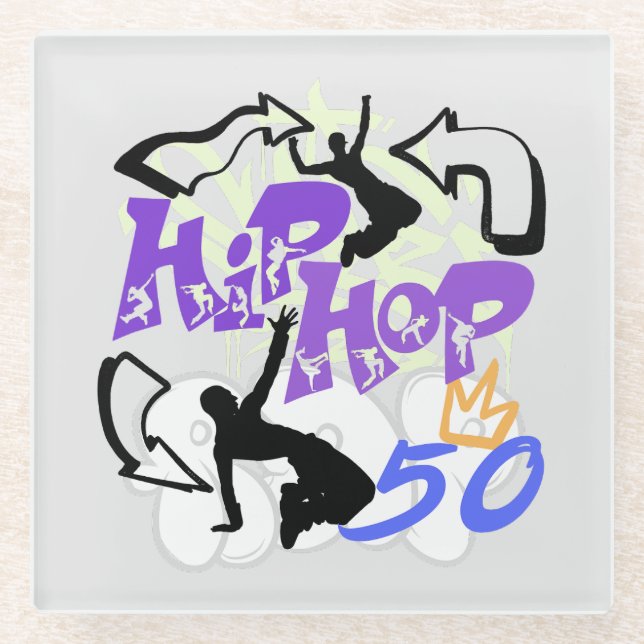 Hip Hop 50.w Glass Coaster (Front)