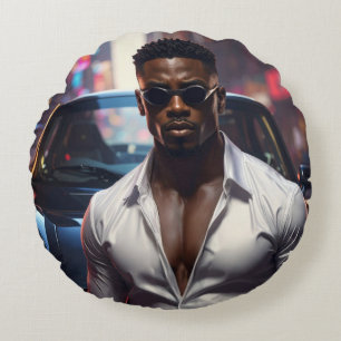 Hip Hop - American Rap Star -  Round Cushion