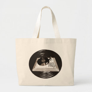 HIP HOP BEATS SKILL LYRICS ON TURNTABLE LARGE TOTE BAG