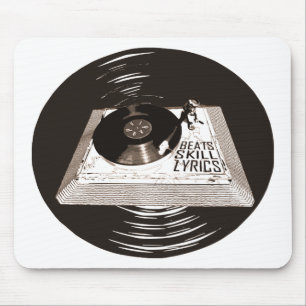 HIP HOP BEATS SKILL LYRICS ON TURNTABLE MOUSE PAD