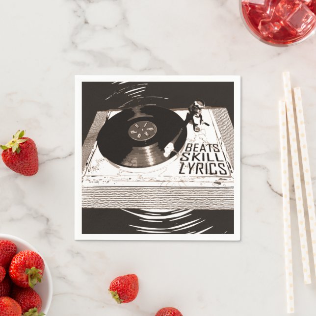 HIP HOP BEATS SKILL LYRICS ON TURNTABLE NAPKIN (Insitu)