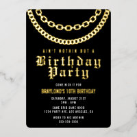 Hip Hop Birthday Invitation with Real Foil
