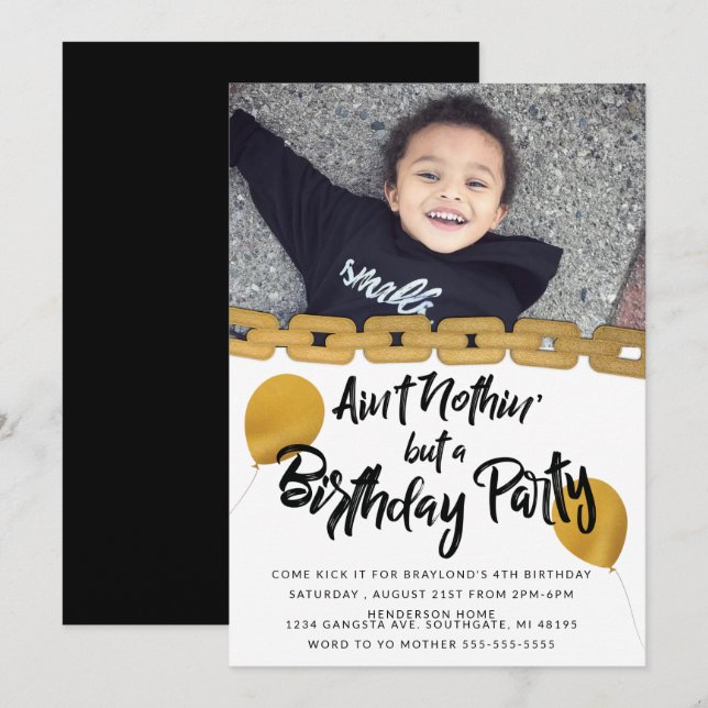 Hip Hop Birthday Party Photo Invitation (Front/Back)