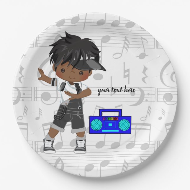 Hip hop boy paper plate (Front)