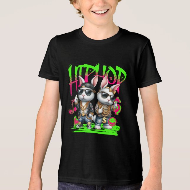 Hip Hop Bunnies Tri-Blend Shirt (Front)