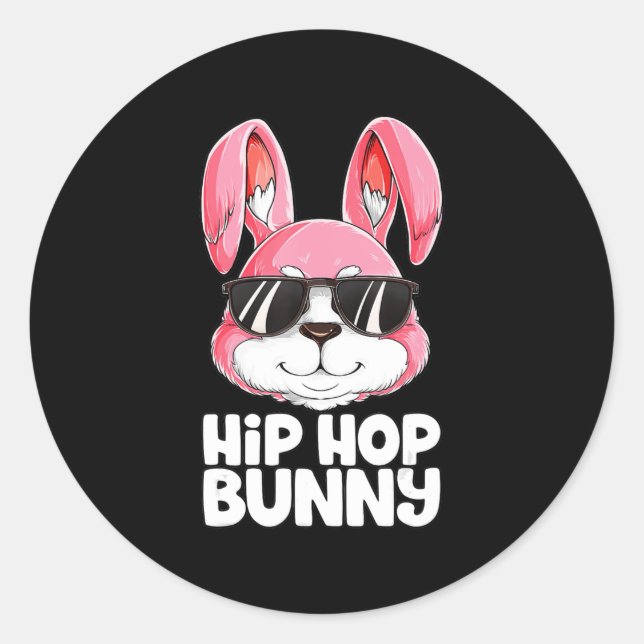Hip Hop Bunny Easter Boys Girls Kids Men Rabbit Classic Round Sticker (Front)