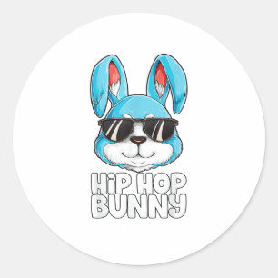 Hip Hop Bunny Easter Boys Girls Kids Men Rabbit Lo Classic Round Sticker