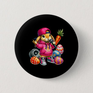 Hip Hop Bunny Easter Eggs Microphone Vibe 6 Cm Round Badge