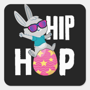 Hip Hop Bunny With Sunglasses Cute Easter Square Sticker