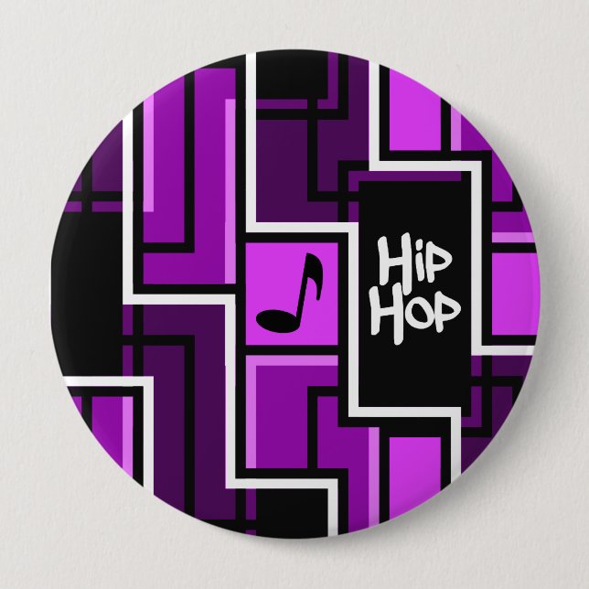 Hip Hop button, huge 10 Cm Round Badge (Front)