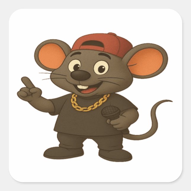 Hip Hop Cartoon Mouse Rapper Sticker (Front)