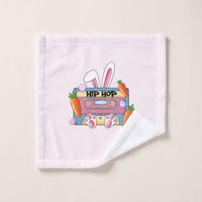 Hip Hop Cassette Tape Bunny Bath Towel Set (Wash Cloth)