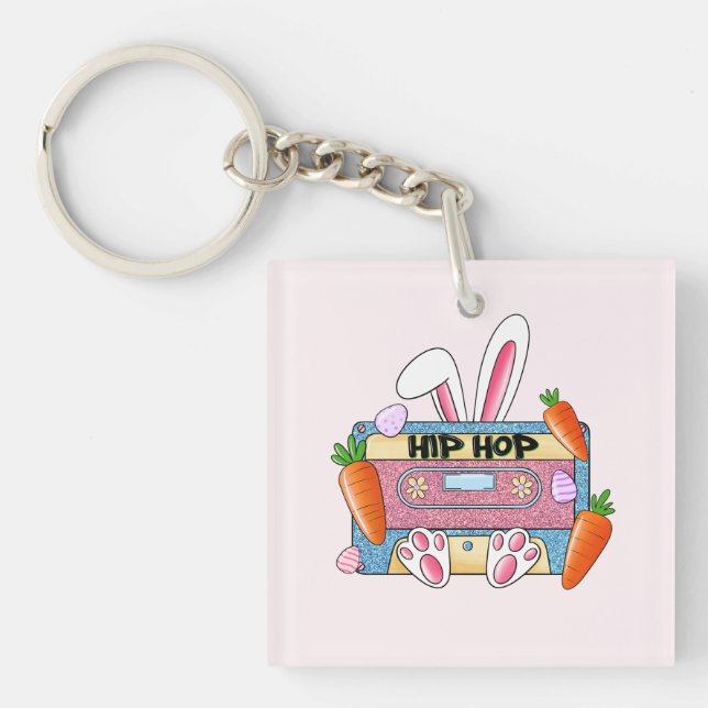 Hip Hop Cassette Tape Bunny Key Ring (Front)