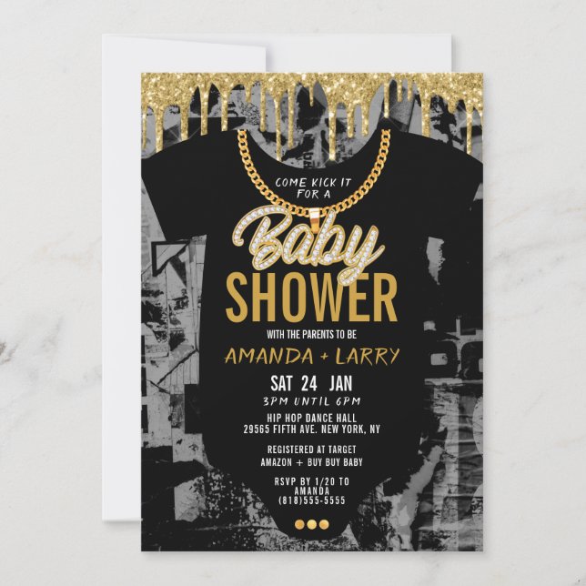 Hip Hop Chain Baby Shower Invitation (Front)