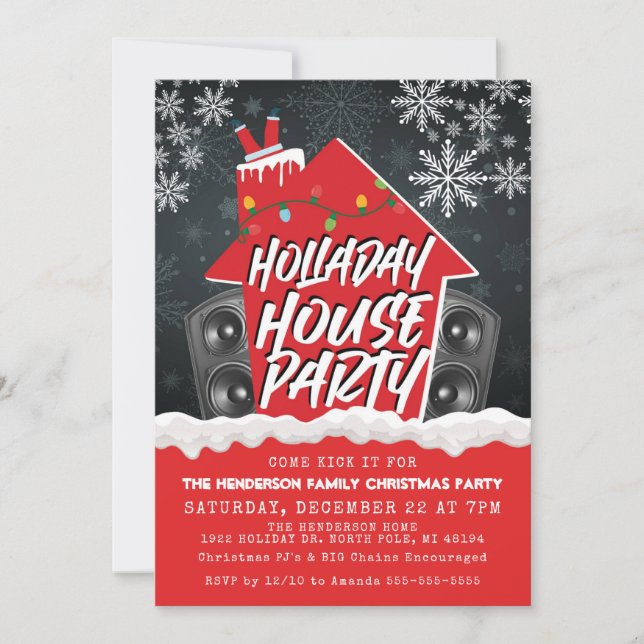 Hip Hop Christmas House Party Christmas  Invitation (Front)