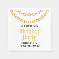 Hip Hop Cuban Link Birthday Paper Napkin
