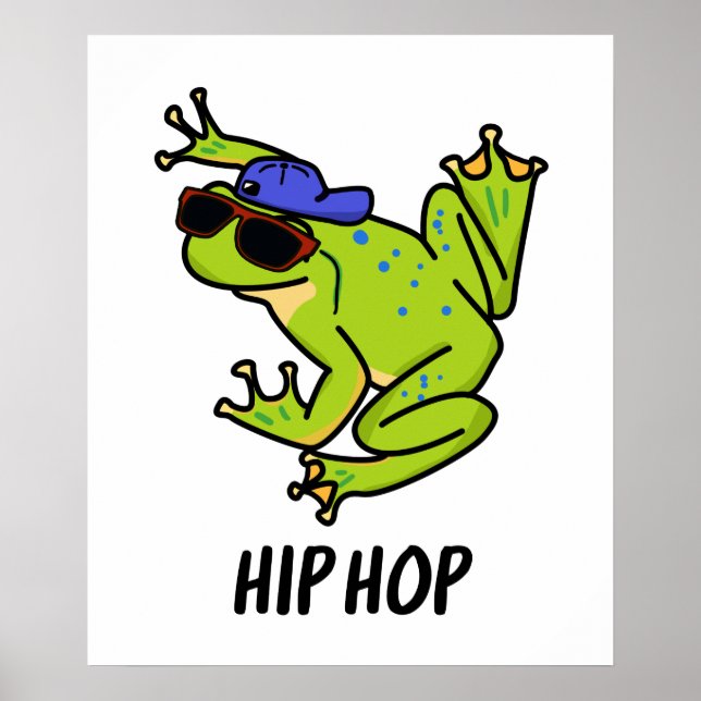 Hip Hop Cute Hopping Frog Pun Poster (Front)