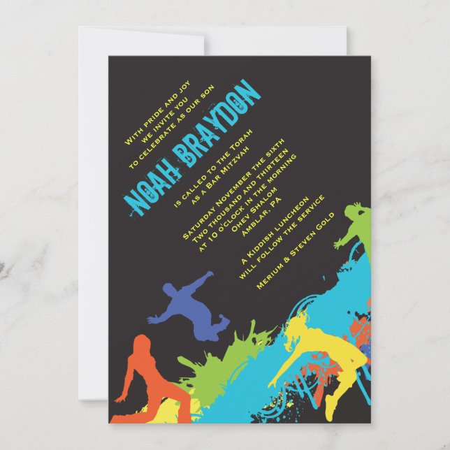 HIP HOP DANCE Bat Bar Mitzvah Invitation (Front)