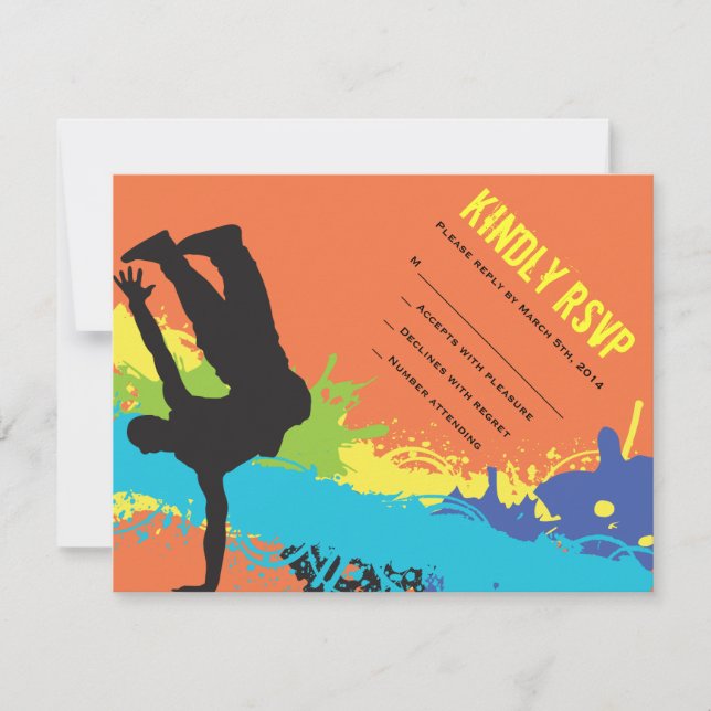 HIP HOP DANCE Bat Bar Mitzvah Reply Card (Front)
